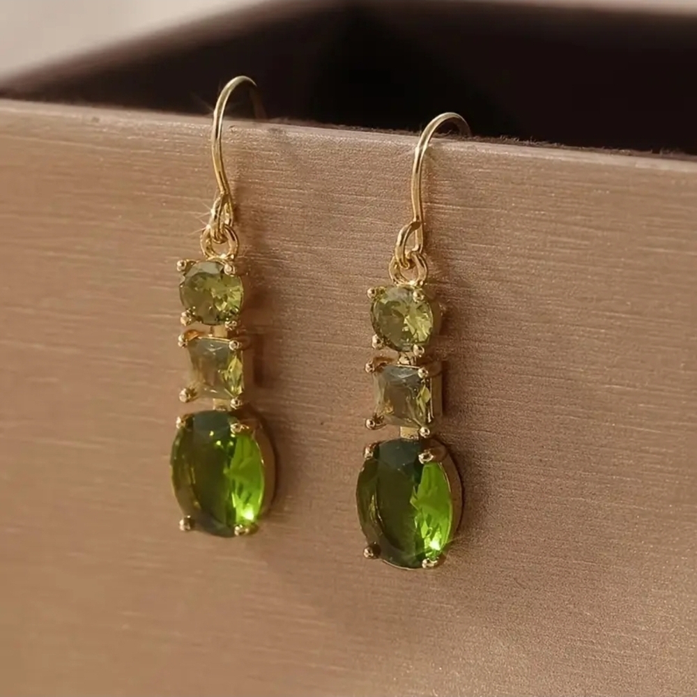 Green Peridot Dangle Earrings